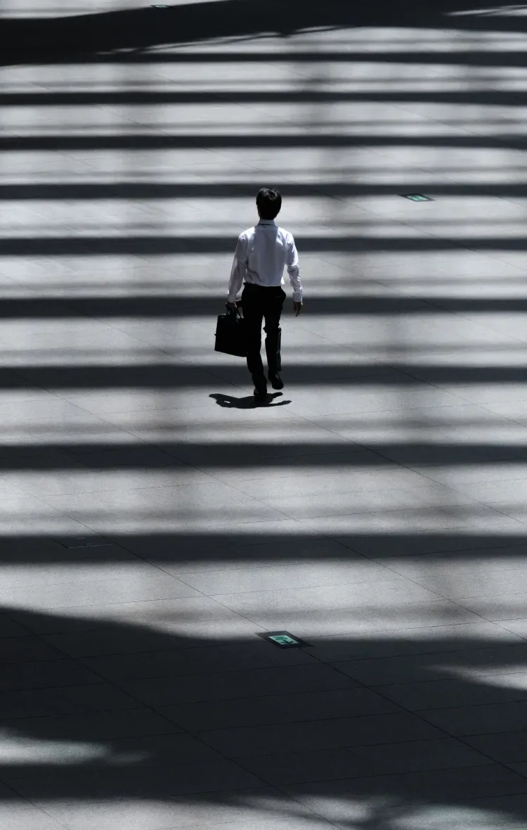 Japanese man walking on street