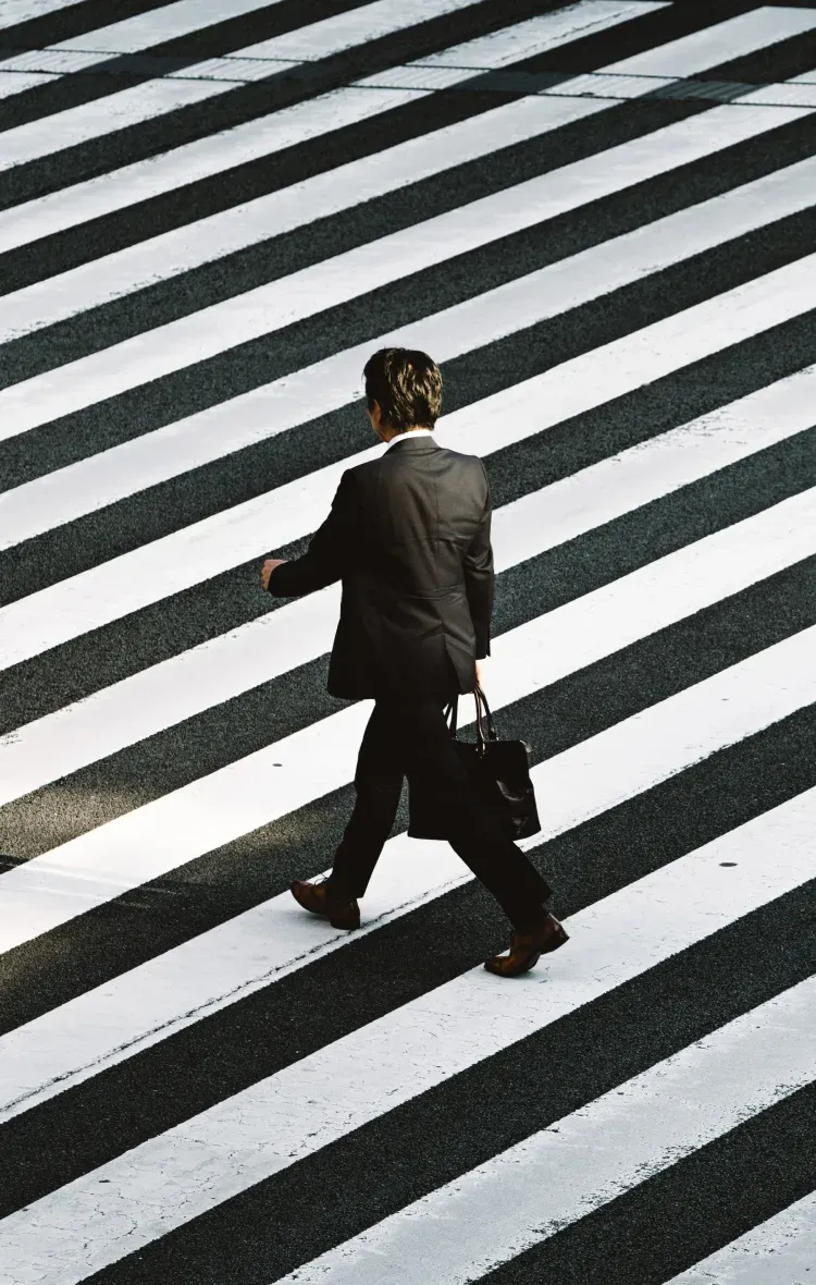 Japanese man walking on street